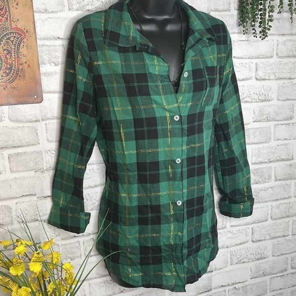 True Craft Flannel Plaid Button Down Shirt Top Cotton XL - Picture 2 of 6